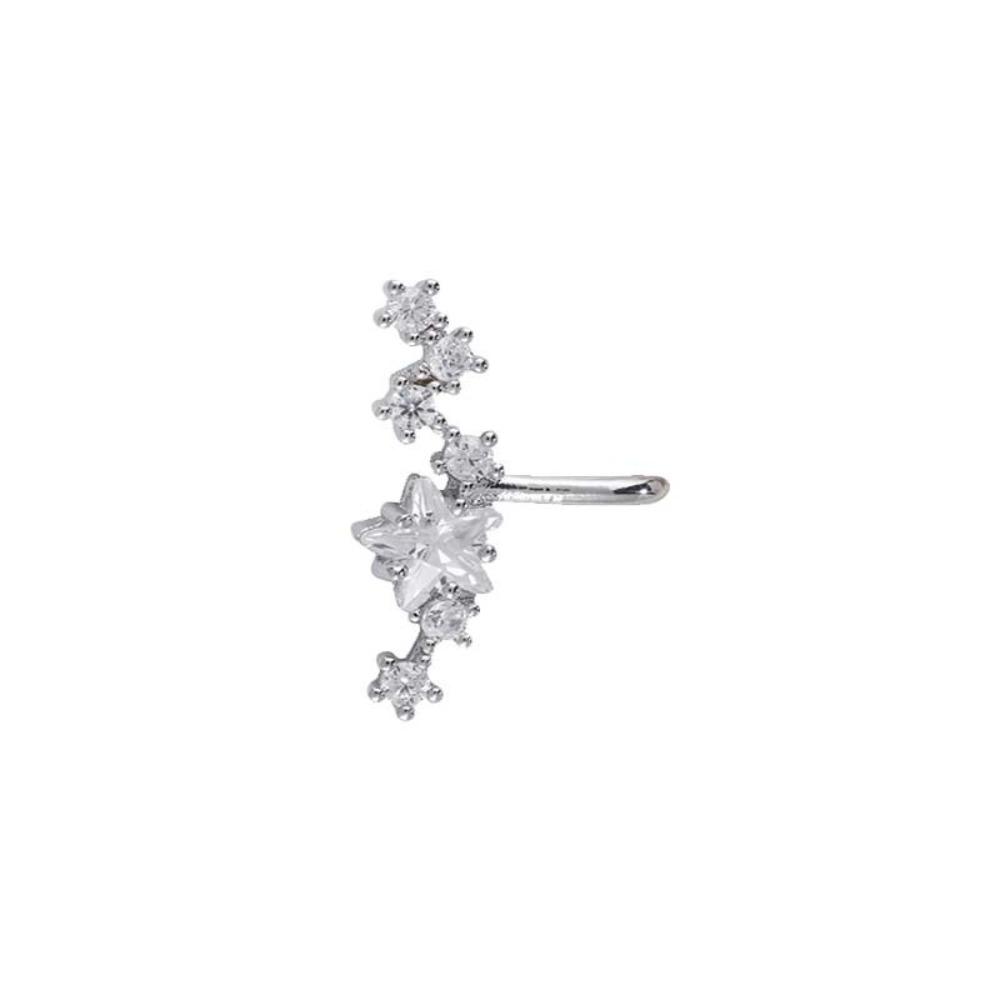 New Personality Exquisite Sparkle Zircon Big Dipper Clip Earrings for Women Stainless Steel Fake Piercing Stars Ear Cuff Jewelry