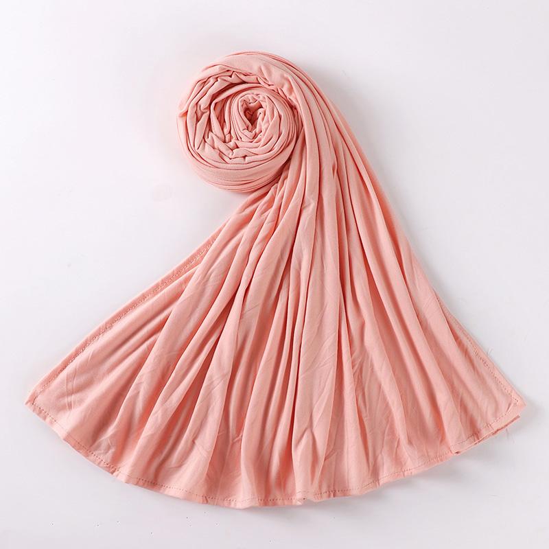 Muslim Plain Cotton Jersey Hijab Scarf Solid Color With Good Stitch Stretchy Soft Turban Head Wraps Shawl Foulard Femme