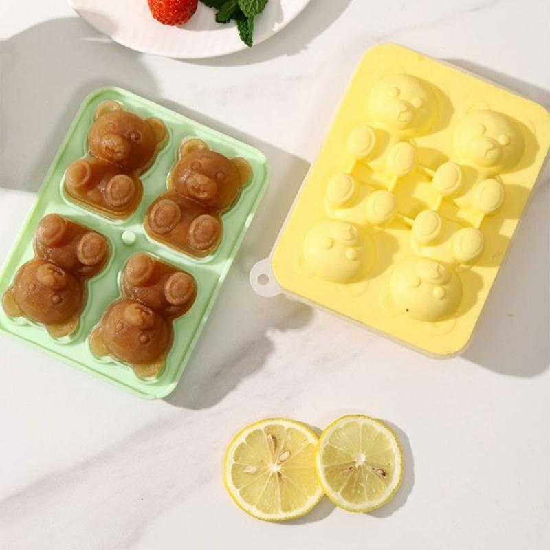 2 Pack Silicone Ice Tray Ice Cube Maker Bear Shape Silicone Ice Molds Ice Maker Silicone Ice Molds Suitable for Ice Cube