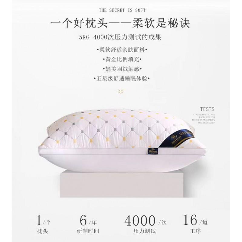 Premium Hotel-Style Memory Foam Pillow With 3D Star Embroidery Single Bed High Resilience Feather-Like Fill White Gray
