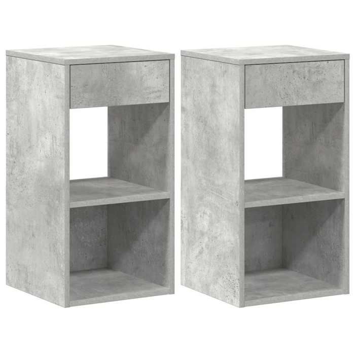 VidaXL Bedside Tables with Drawer 2 Pcs Concrete Grey 35x34x66.5 Cm, Side Table, Bedside Cabinet, Side Table for the 858720