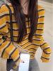 Lazy Style Color Block Striped Round Neck Long Sleeve Sweater for Women - Autumn/Winter Loose Fit, Slimming, Versatile