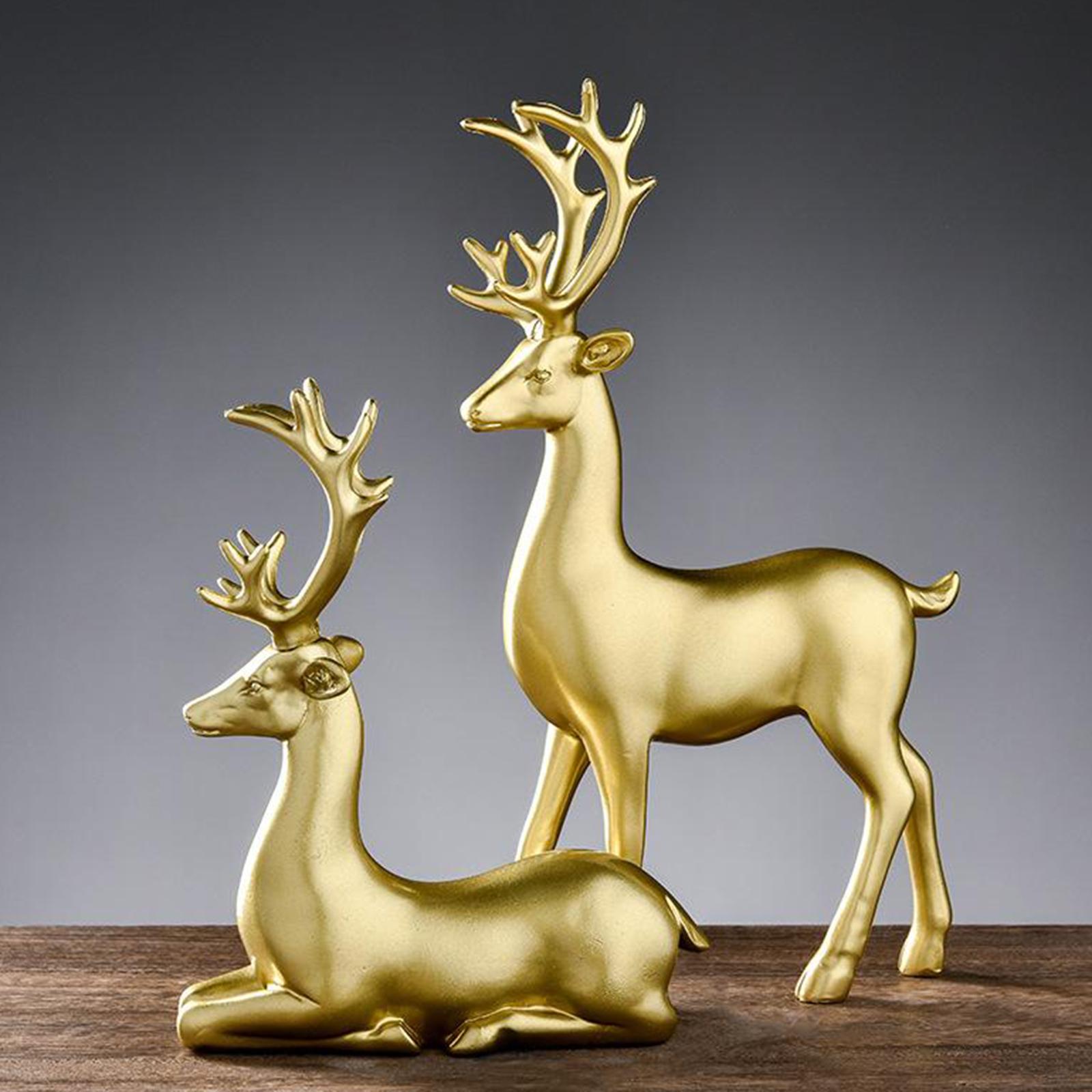 

Resin Deer Statues Miniature Figurines for Living Room Home Car Dashboard