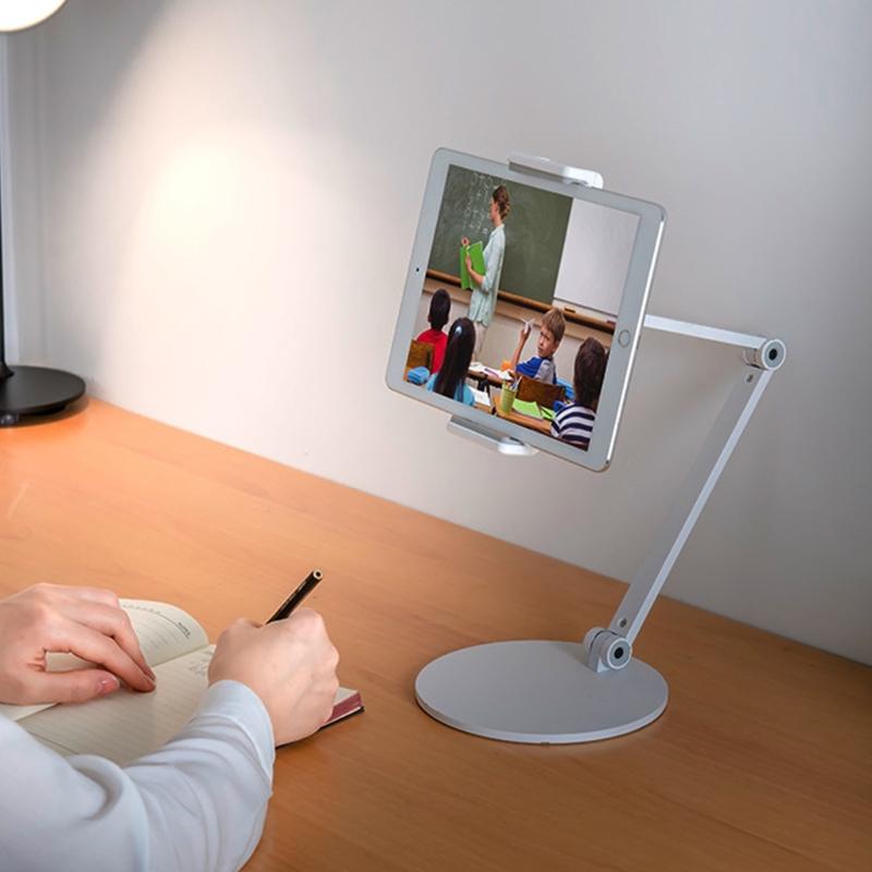 Universal Aluminum Alloys Tablets Stand Holder With 360 Degree Rotation And AntiSlip Base For 4.7 To 12.9inch Devices