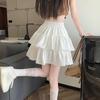 Gekräuselte Kuchenröcke für Frauen, hohe Taille, A-Linie, einfarbig, All-Match, süß, reizend, Mädchen, koreanischer Stil, sanfter Frühling, Kawaii, lässig