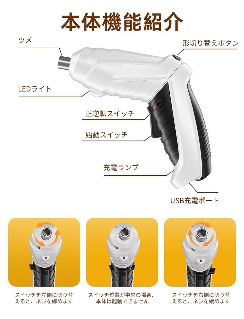 Anfei Small Cordless Electric Screwdriver Set with 47 Parts and 2 Transformable USB Long Battery Strong Magnetic Tool Set for Furniture Includes