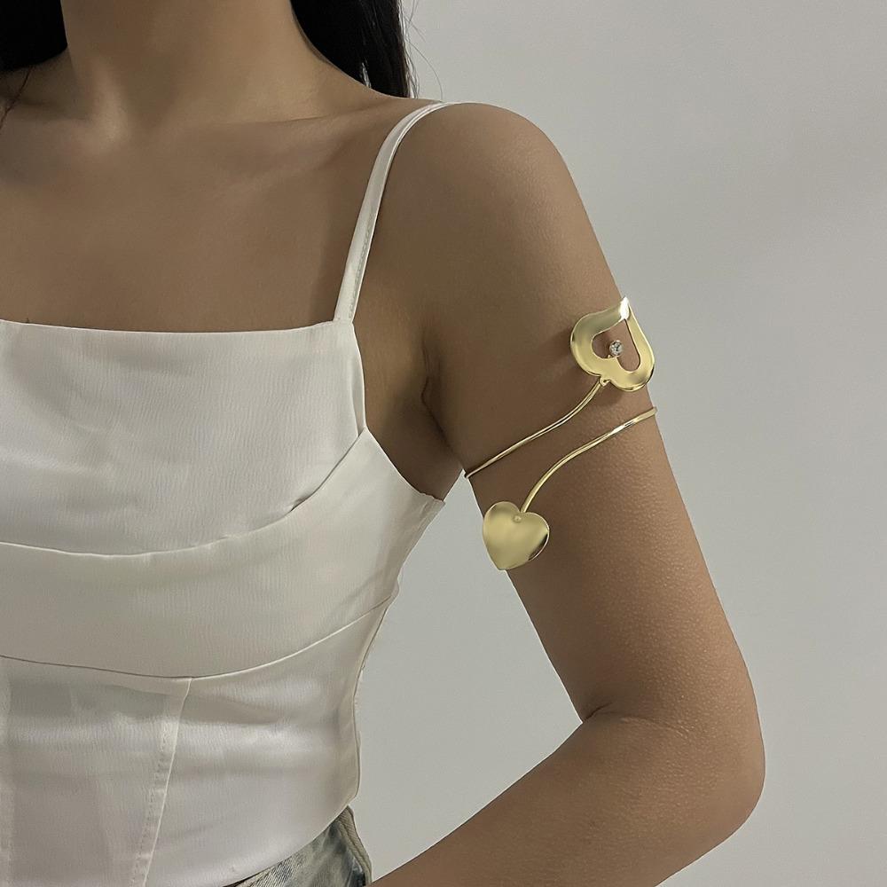 Adjustable Crystal Heart Armband Arm Zinc Zinc Alloy Hollow Heart Upper Arm Bracelet  Arm Accessories
