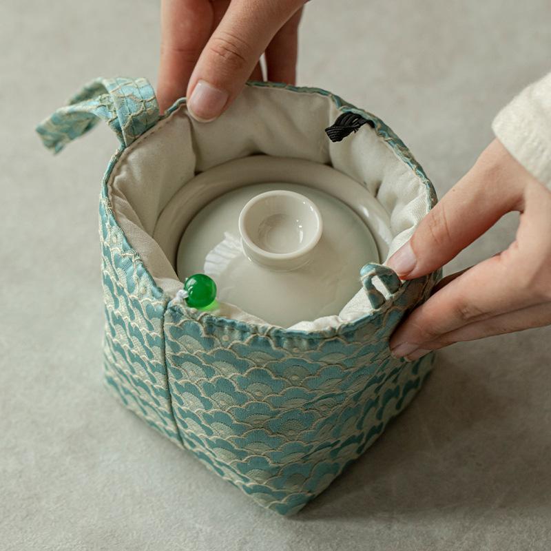 Portable Travel Tea Set 1 Pot 2 Cups Ceramic Kungfu Tea Gift for Camping Outdoor