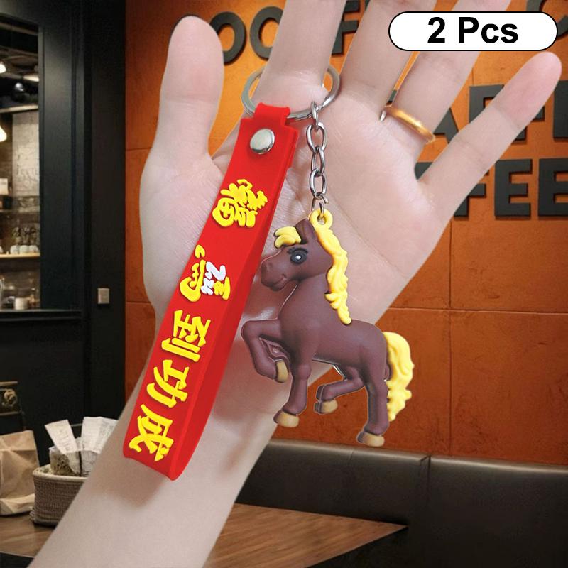 

2/4Pcs Creative Cute Cartoon Horse Pendant Keychain Zodiac Horse Year Lucky Charms Fashion Backpack Decor Accessories Gifts A3