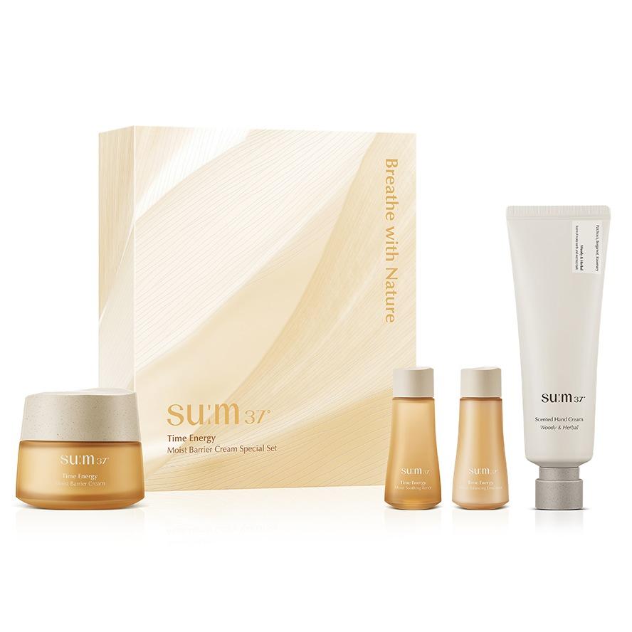SU:M37 Time Energy Moist Barrier Cream Special Set (Total 190ml) - Deep Hydrating & Barrier Repairing K-Beauty Skincare Kit