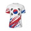 Elegante maglietta da calcio con bandiera coreana, maglietta estiva alla moda da uomo con stemma nazionale stampato in 3D, maglietta sportiva larga e traspirante.