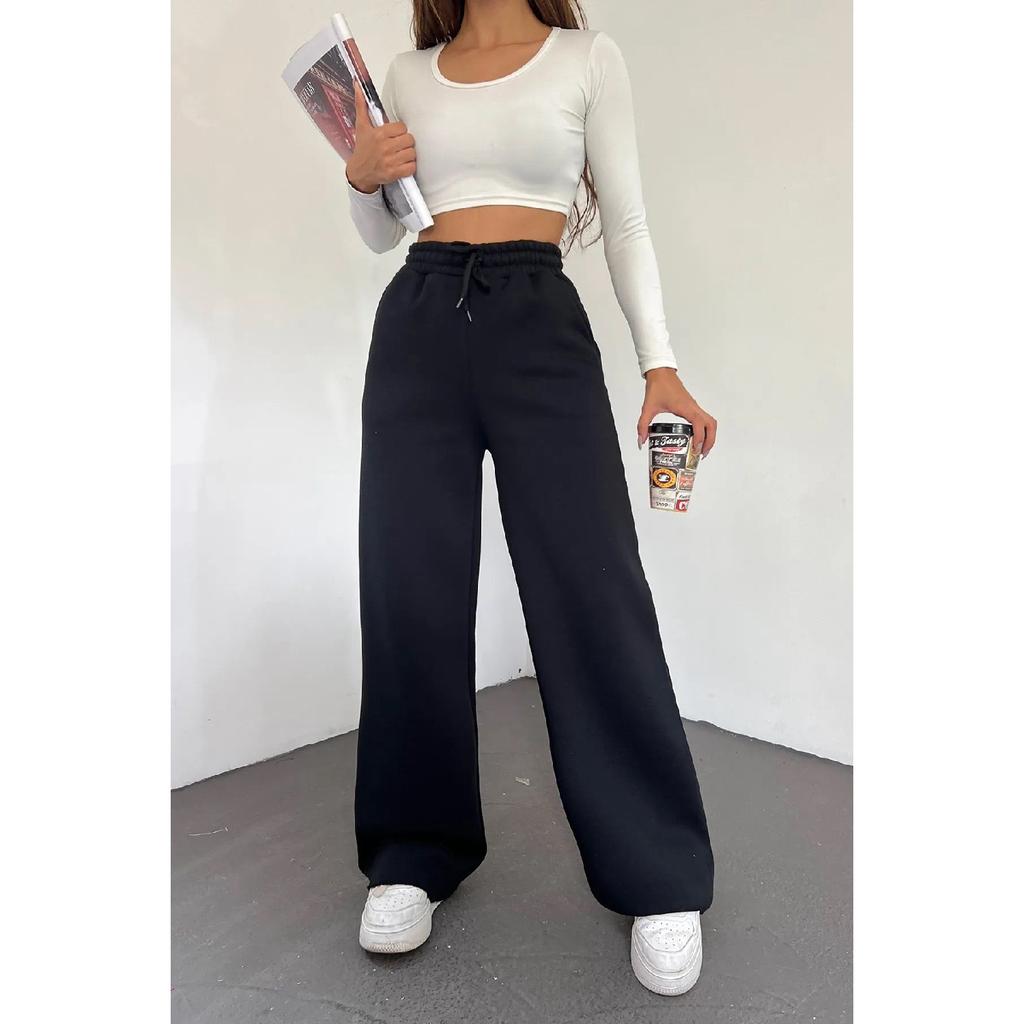 Women Black Floard Winter High Waist Plenty Of Trotters Six