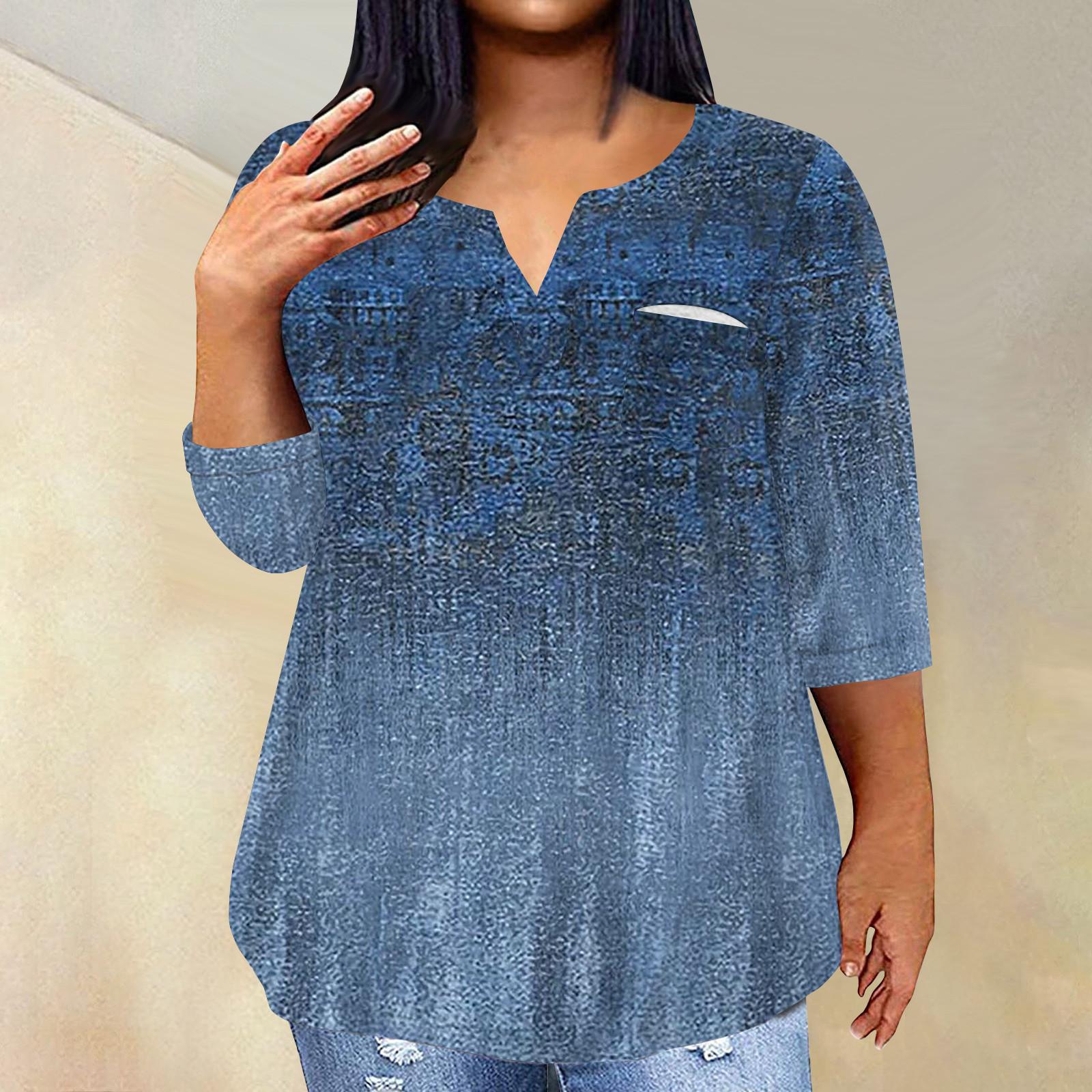 

Женский модный повседневный пуловер с рукавами три четверти и V-образным вырезом с принтом, топ с рукавами 4/3 XL