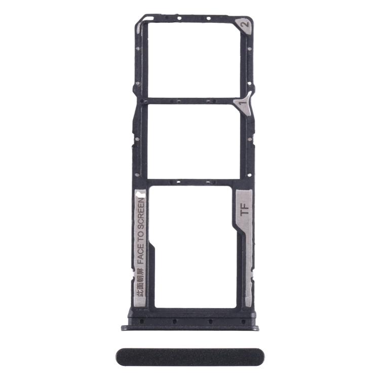 For Xiaomi Redmi 13C 4G SIM Card Tray + SIM Card Tray + Micro SD Card Tray чёрный