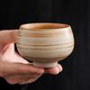 Coarse Pottery Teacup Master Cup, Surprise Quiet Wind Kung Fu Tea Set, Single Cup, Ceramic Tea Cup, Japanese Handmade Threaded Tea Cup