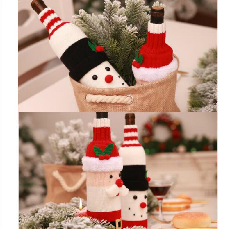 Christmas Decorations for Home Santa Claus Wine Bottle Cover Bag Snowman Stocking Gift