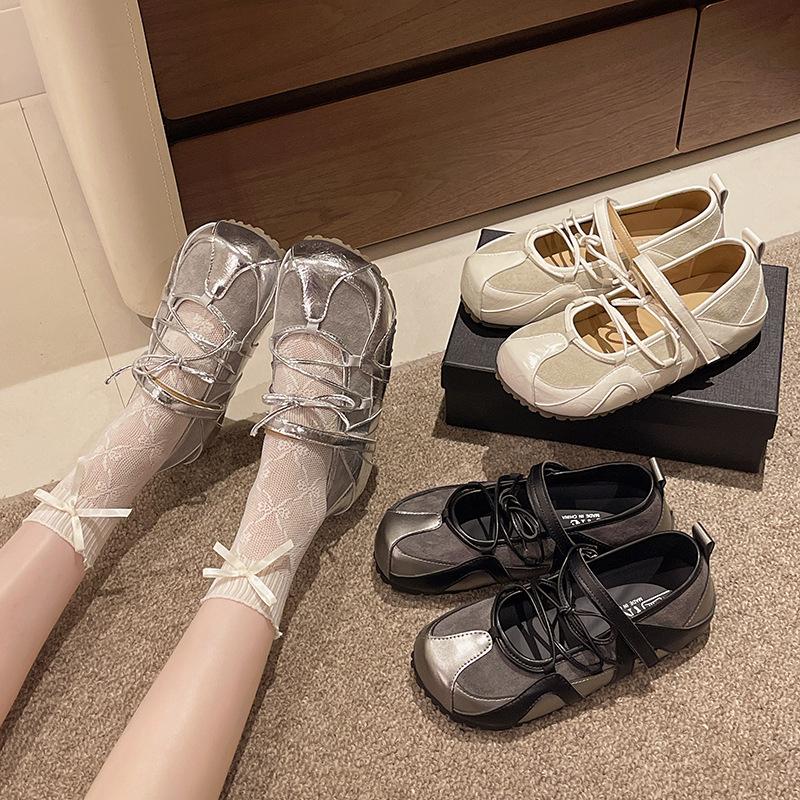 2025 New Bow Ballet Inner Height Increase Moral Training Leisure Comfort Sports Niche Ribbon Mary Jane Single Shoes