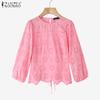 ZANZEA Blusa casual da donna con ricami in pizzo patchwork a maniche 3/4