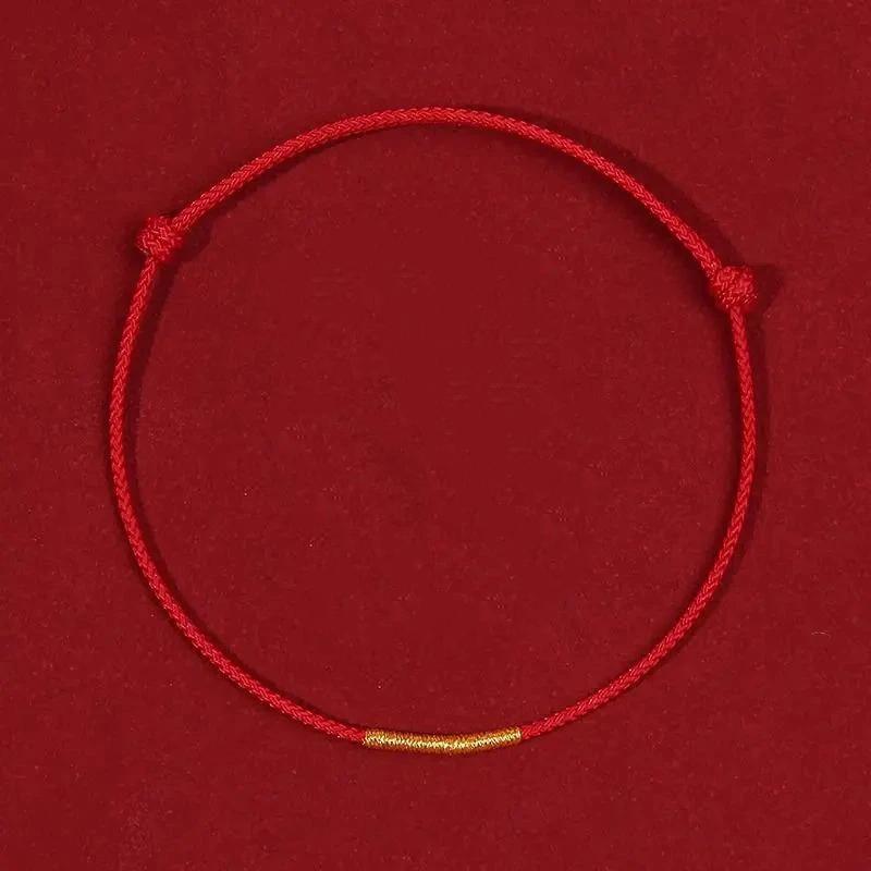 Hand Braided Red Rope Bracelet with Lucky Bead Adjustable Couple Anklet for Valentine Gift Wrist Wear