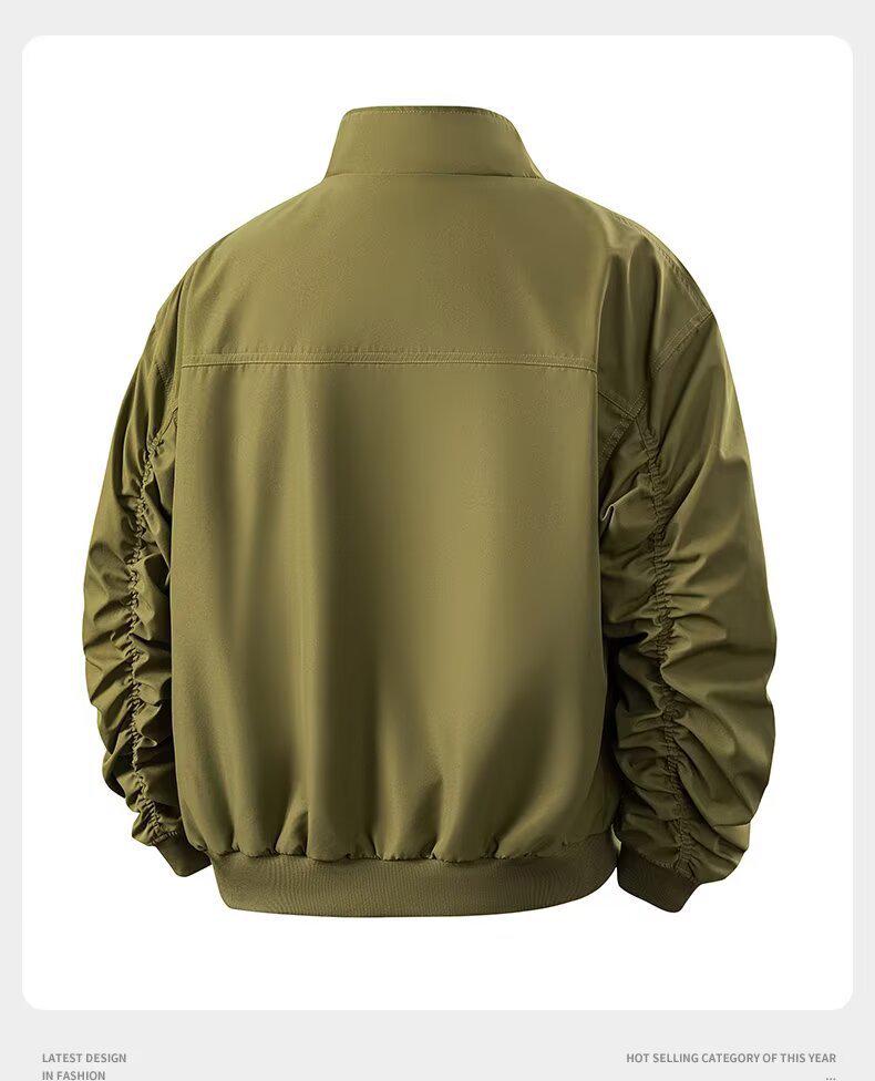 Herren Amerikanischer Stil Fliegerjacke - Frühling/Herbst Jugendlicher Windbreaker mit Stehkragen