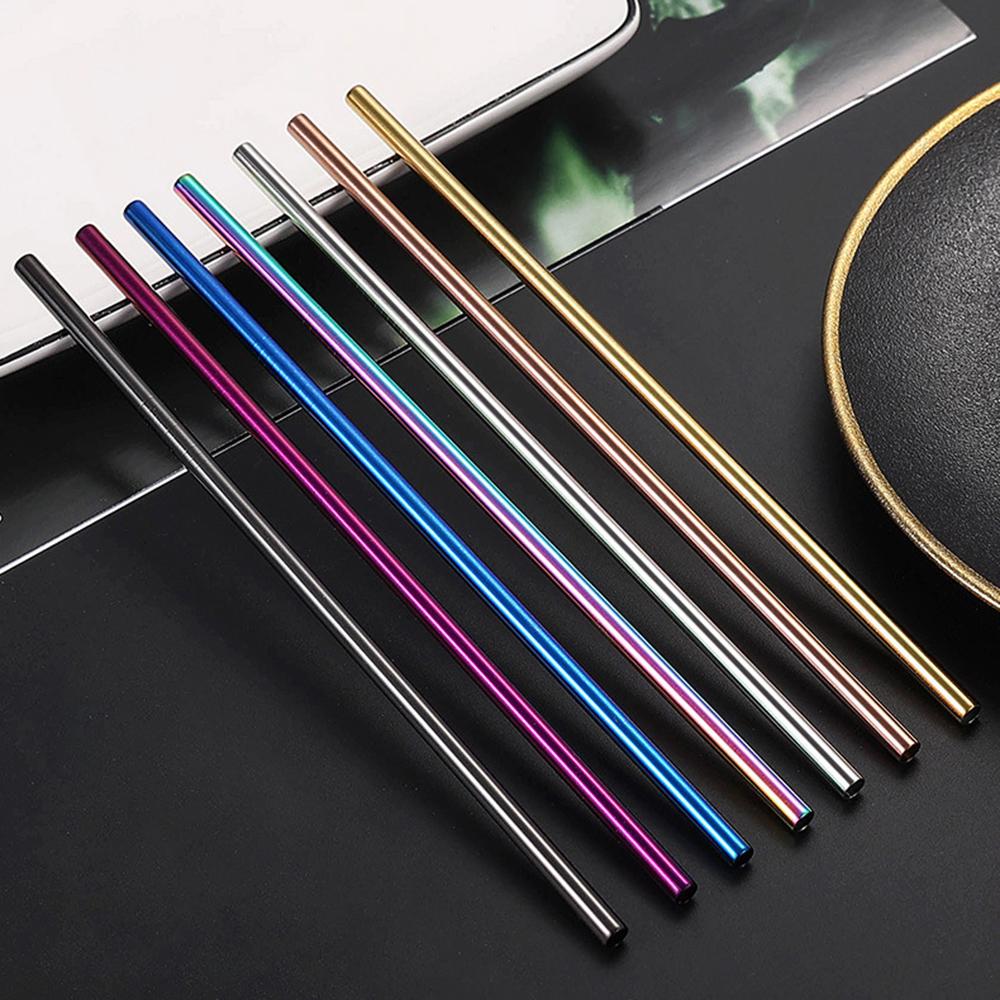6*215mm 40Pcs Eco-friendly Reusable Metal Straws Set 304 Stainless Steel Drinking Straw Cocktail Party Favor Bar Accessory