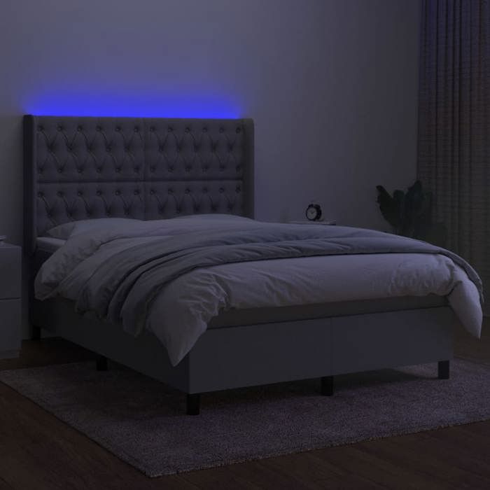 Maison Exclusive - Sommier à lattes de lit matelas LED Gris clair 140x190 cm Tissu