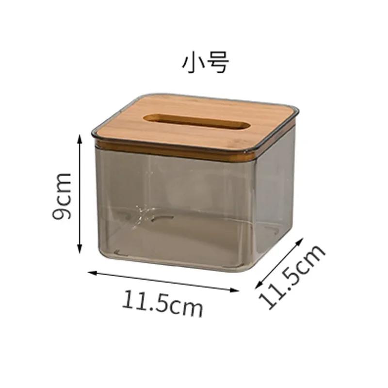 

Nordic Minimalist Wooden Tissue Box Cover Holder Organizer Modern Desktop Transparent Rectangular Bamboo Facial Tissue Dispenser