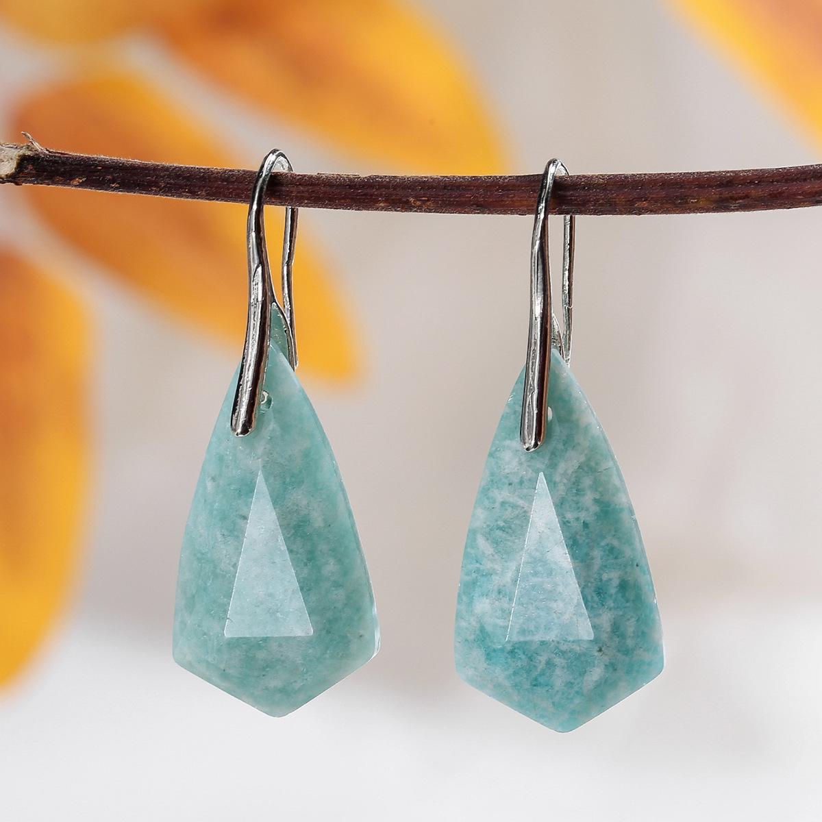 

Космические Натуральные Аметистовые Кристальные Ромбовидные Серьги-Подвески