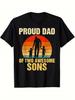 UnisexS G Heavyweight Proud Father of Two Amazing TShirt  Family Coordinated FatherS Day Present Casual Short Sleeve R