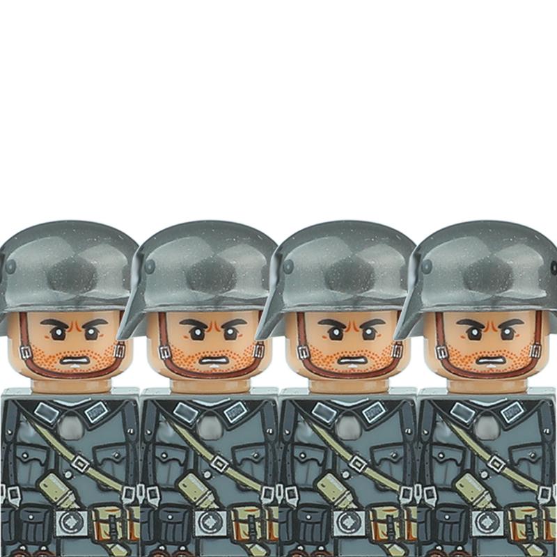 Ww2 Military German Soldiers Figures Helmet Building Blocks Army Infantry Warrior Gunner Armour Cannon Vest Weapons Bricks Toys