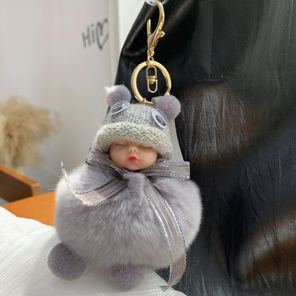 

Кукла для сна Брелок для ключей от машины Интернет-знаменитость Милый плюшевый кулон Кукла Брелок Пушистый шар Подвеска для сумки Леди серый