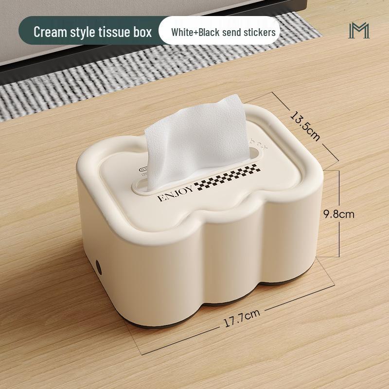 High-End Spring Pop-Up Tissue Box | Creative Desktop Napkin Storage | Cream Style