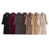 Chic Casual Belted Wool Coat - European & American Style for Women