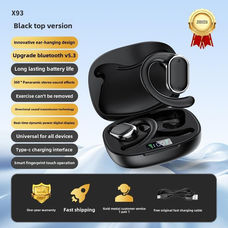 X93 hanging ear cross-border new high sound quality comfortable wear Bluetooth 5.3 intelligent digital display long life private