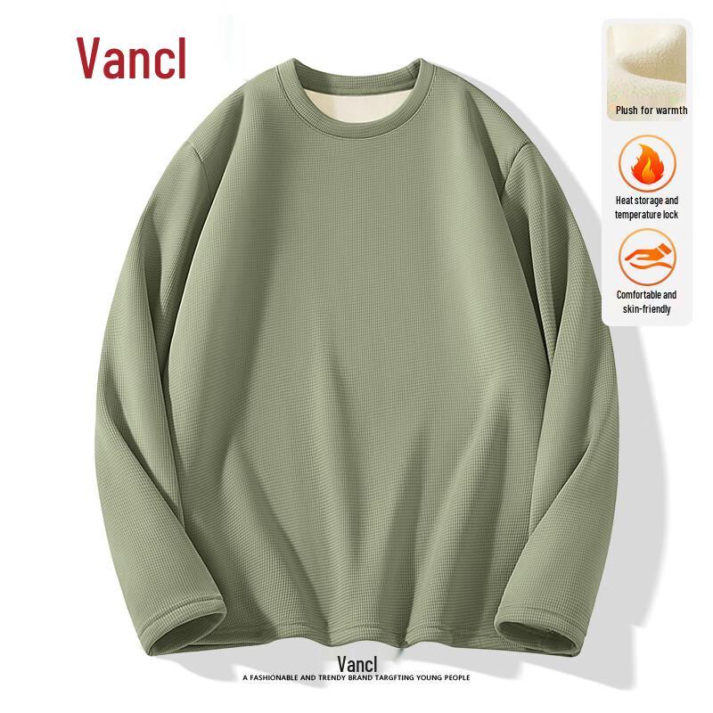 VANCL Men's Heavyweight Waffle Knit Fleece Lined Long Sleeve T-Shirt