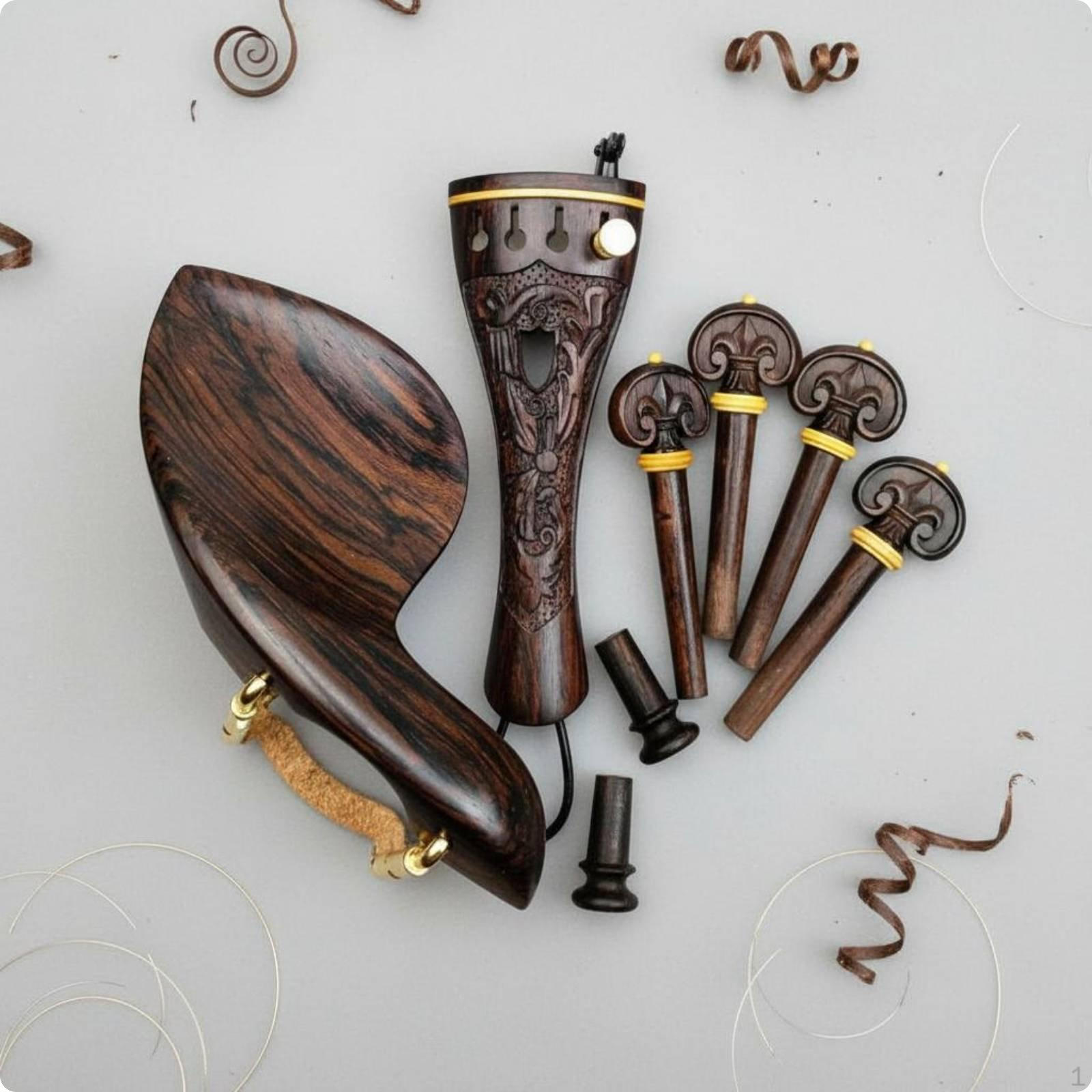 Stīgu instrumenta astes gabals, zoda balsts