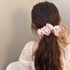 French Style Satin Scrunchie Hair Tie with Ruffle Edge Large Bow Hair Accessory for Women Elegant Luxurious Hair Band Stretchable Comfortable