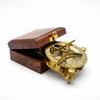 Brass Sundial Compass with Wooden Box, Vintage Nautical Decor