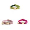 Pet Cat Collar With Solid Color And Bell Decoration For Home And Travel