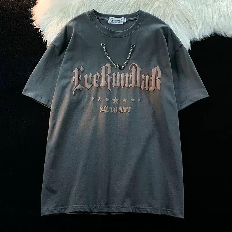 

Unisex Hip Hop Trendy Half-Sleeve Street Dance T-Shirt with Bubble Necklace Design Medium сірий колір