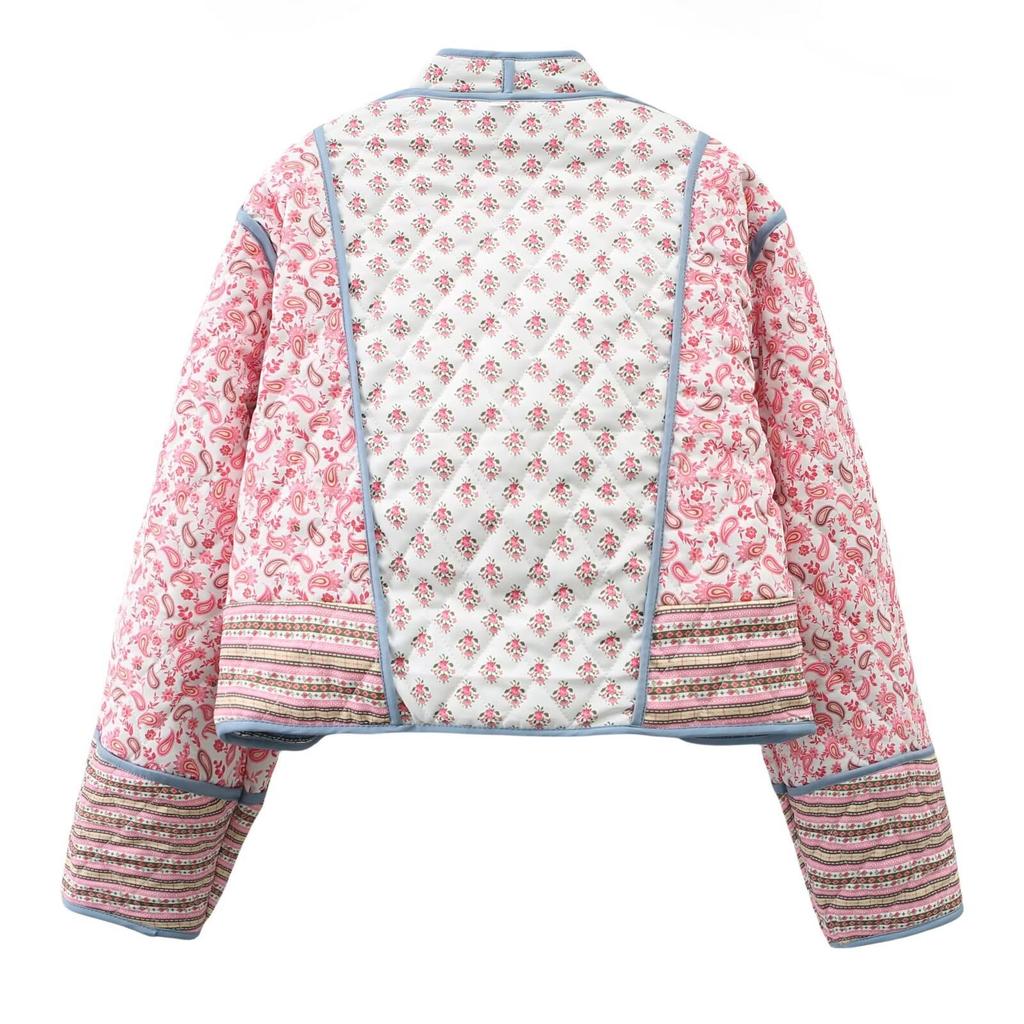 Retro Fashion Quilted Cotton Printed Two-sided Cotton Jacket