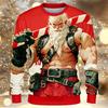 Strong Santa Claus Pattern Sweatshirts Fashion Trend 3D Muscle Printed Crew Neck Hoodie Cool Streetwear Oversized Mens Pullovers