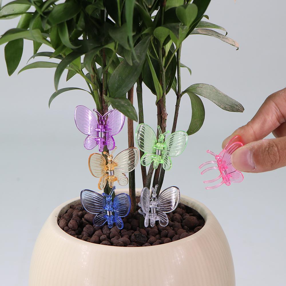 30/50/100pcs New Butterfly Plastic Plant Clips 4-Claw Orchid Flowers Support Clamp Clasp Tied Bundle Branch Climbing Vine Stem