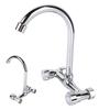 Wall Mount Kitchen Stainless Steel Smooth Surface 2 Handles Faucet Kitchen Faucet for Home