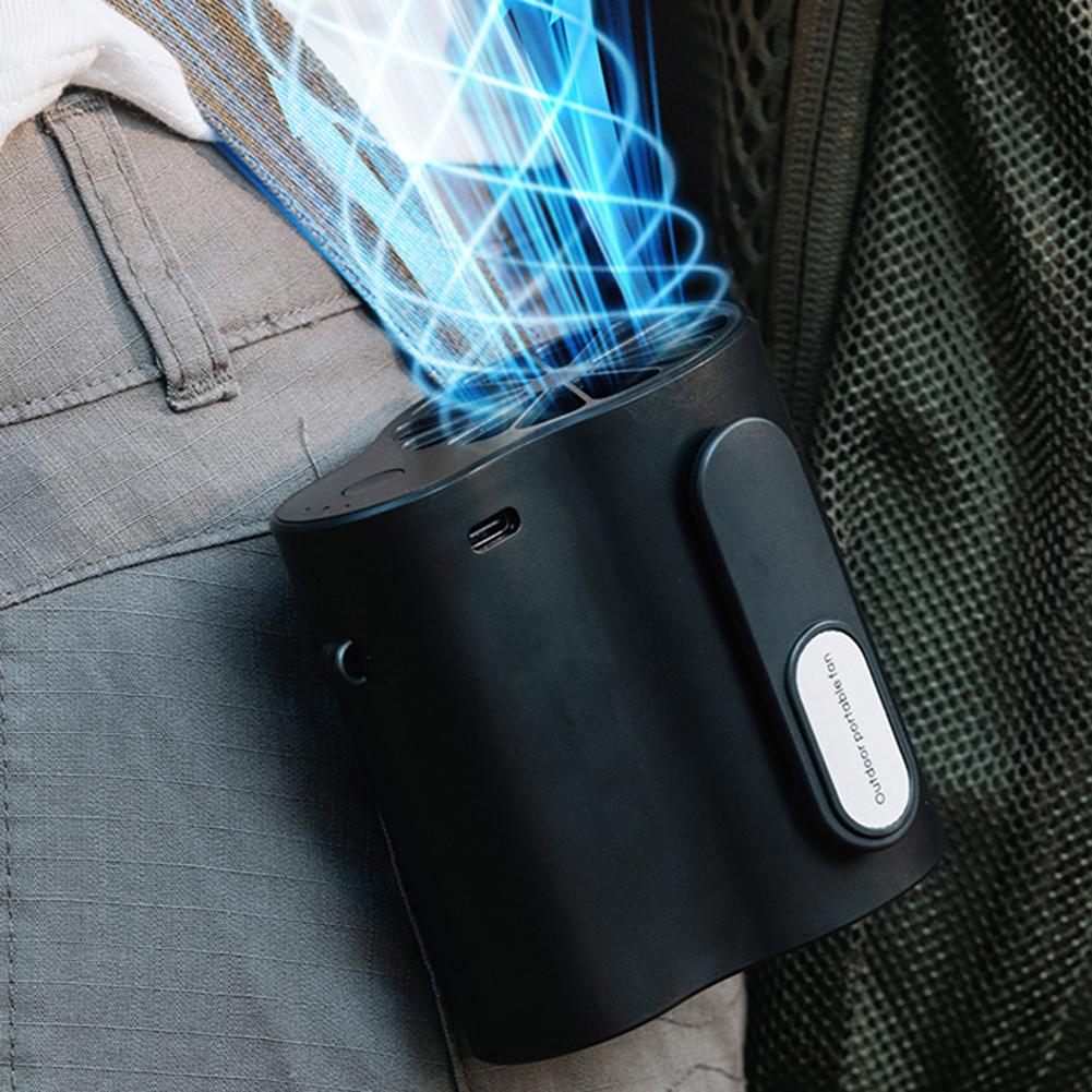 Portable Waist Fan Hanging Cooling Fan Multifunctional USB Clip On Fan with Night Light for Fishing Camping Hiking