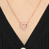 Korean Version Simple Heart Necklace Original Design Hollowed Out Fried Dough Twists Woven Double-layer Rose Gold Diamond Heart Necklace