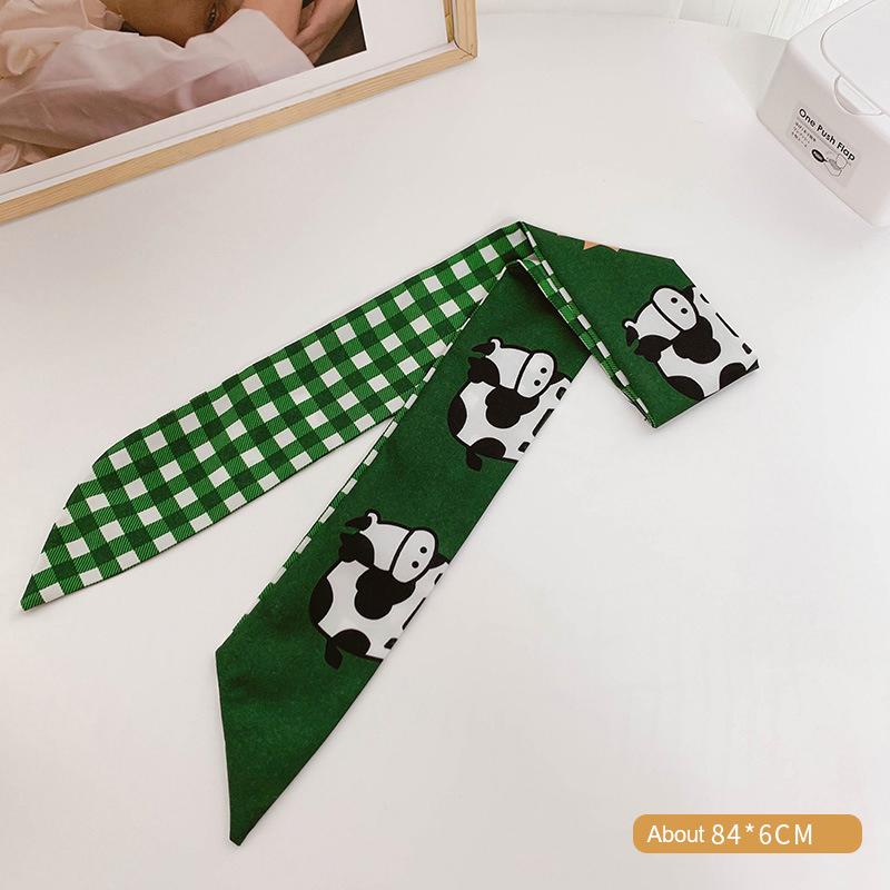 Foulard di Seta Fascia per Capelli Nastro Lungo Fiocco Stampa Coreana Lettera Foulard per Capelli Donna Porta Coda di Cavallo Accessori per Capelli