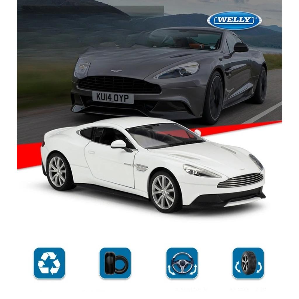 WELLY 1/24 Aston Martin VANQUISH Coupe Alloy Sports Car Model Diecasts Metal Racing Car Vehicles Model Simulation Kids Toys Gift