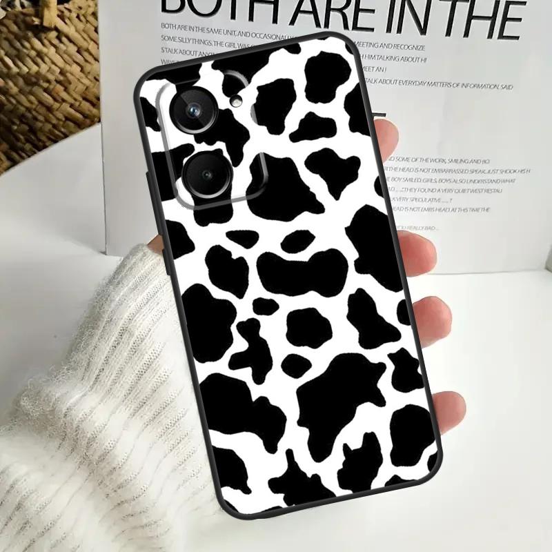 White Black Cow Print For Realme GT7 Pro GT6 C75 C61 C67 C63 C71 C55 C51 C65 C53 10 11 12 13 14 15 Pro Plus Case