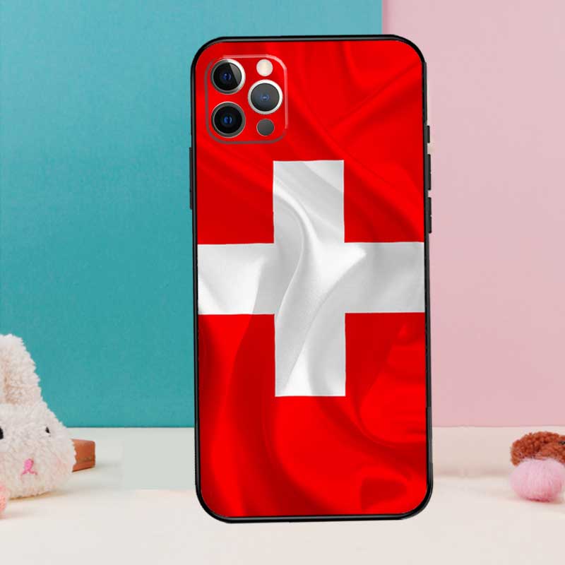 Switzerland Swiss Flag Phone Case For iPhone 17 Air 16 15 13 12 11 14 Pro Max 12 13 Mini 15 16 Plus 16e Cover Coque